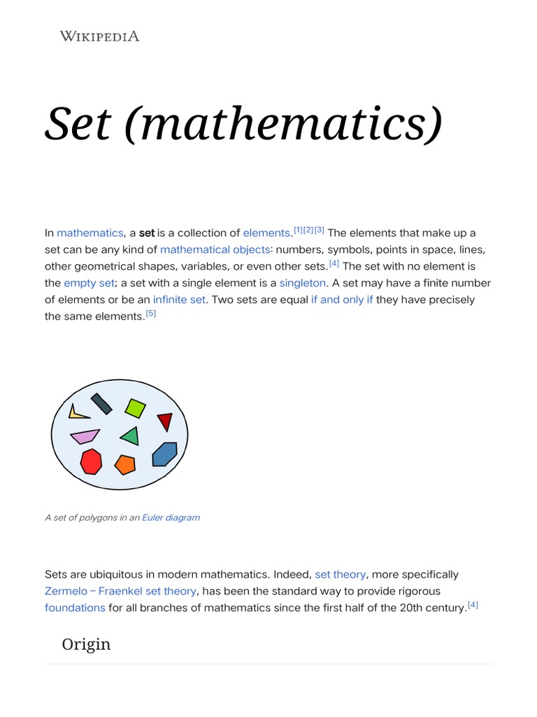 Set (Mathematics) Wikipedia PDF