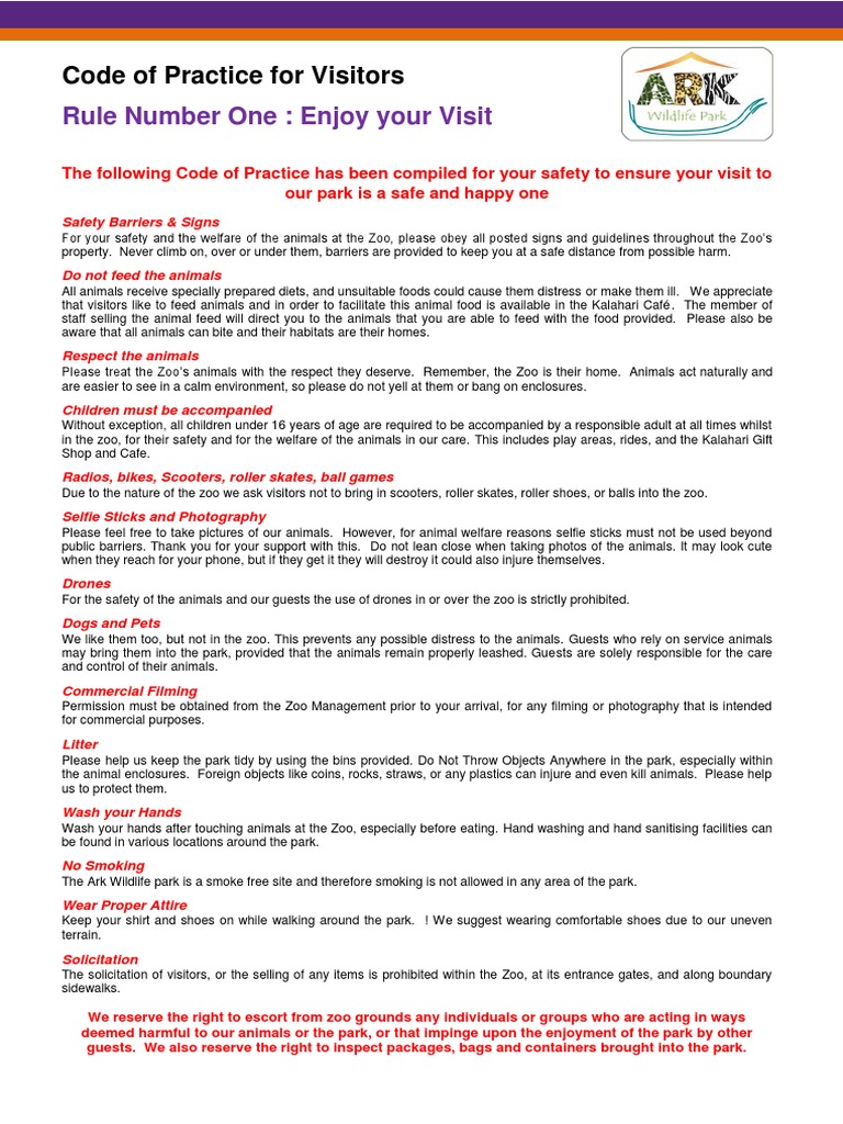 Zoo Rules PDF PDF Zoo Animal Welfare