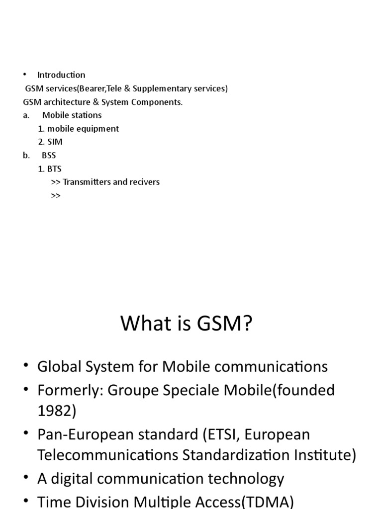 Overview of GSM Services and Architecture | PDF | Computers ...