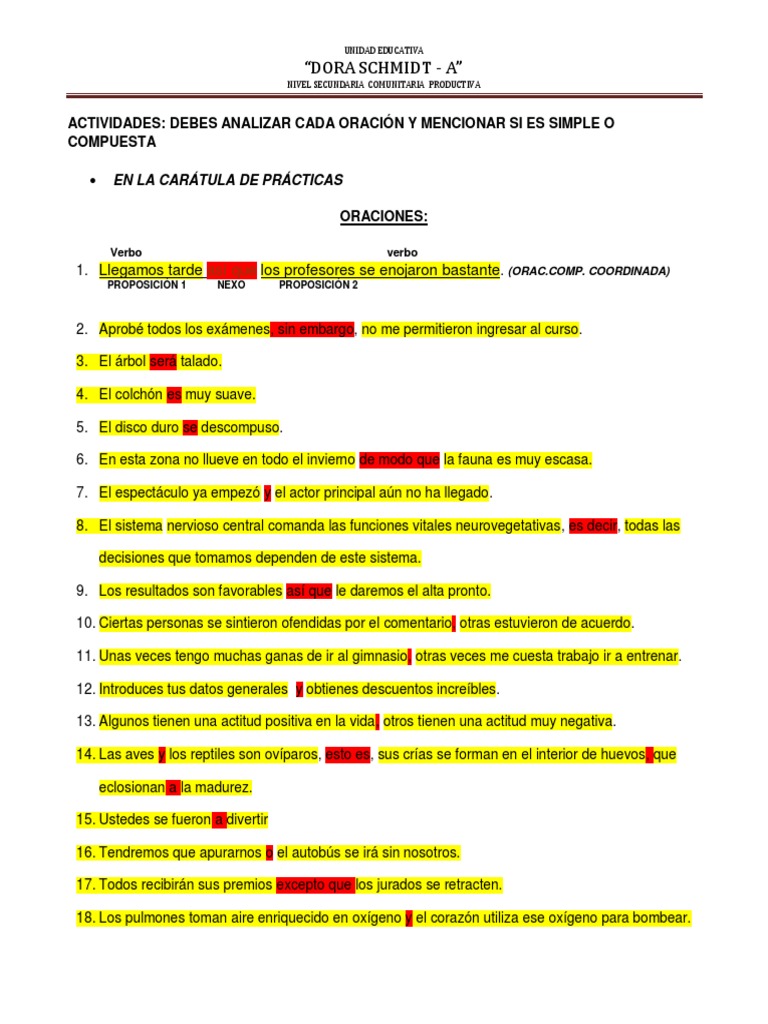 Analisis de Oraciones Simples y Compuestas | PDF