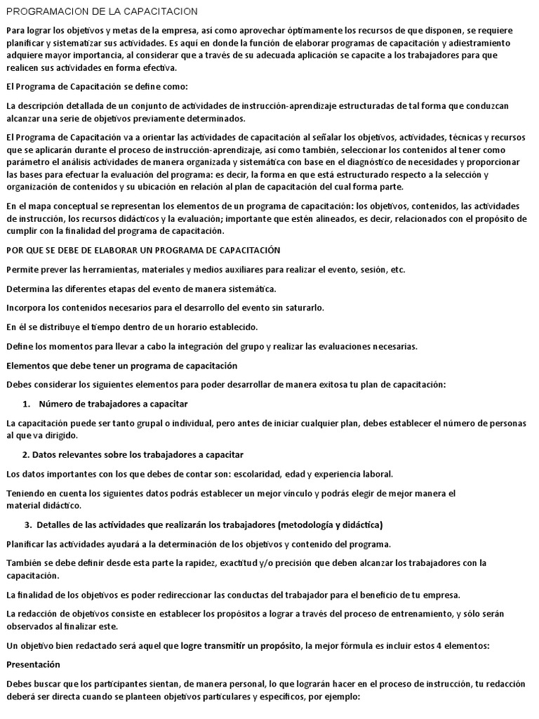 Elementos Clave de un Programa de Capacitación | PDF | Business ...