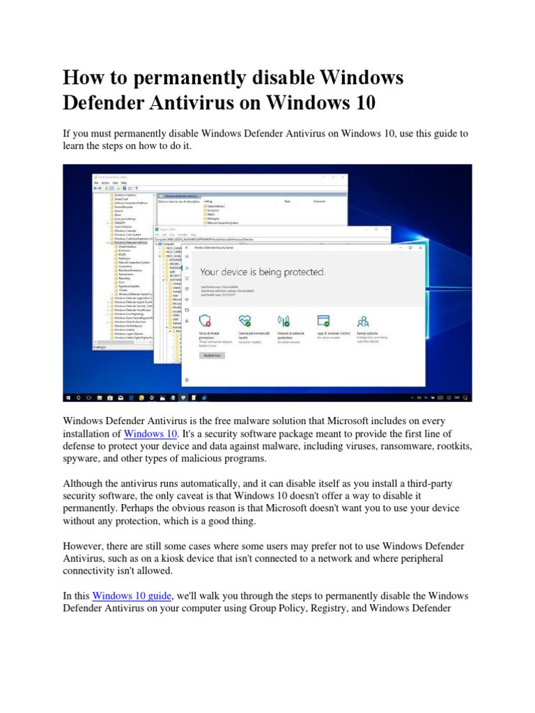 how to disable antivirus windows 10 permanently