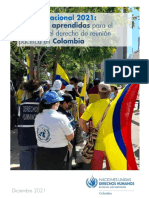 Alta Comisión Nacional de Derechos Humanos. Inforne Colombia Documento Lecciones Aprendidas y Observaciones Paro Nacional 2021