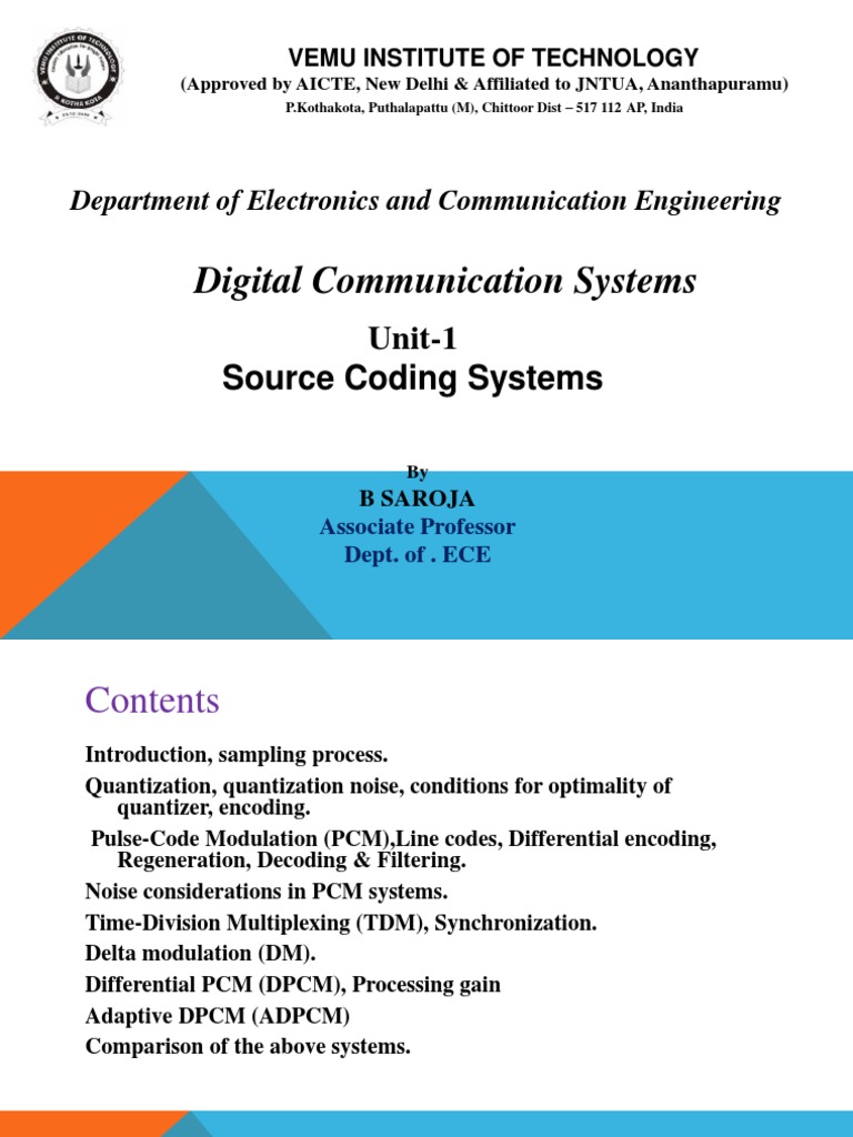Digital Communication Systems: Unit-1 Source Coding Systems | PDF ...