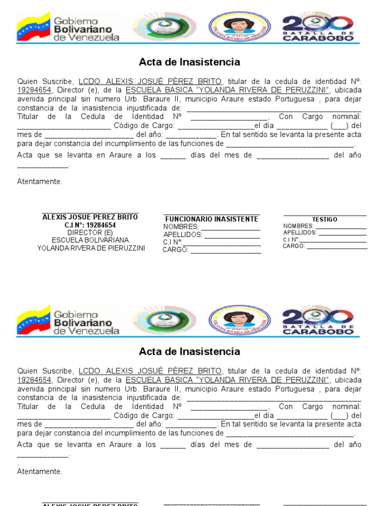 Acta de Inasistencia Escolar | PDF | Control de acceso | Autenticación