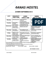 Manas Mess Menu September 2019