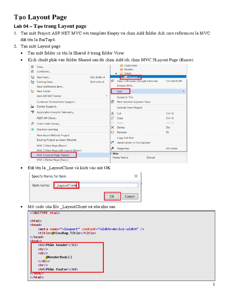 MVC BaiTap2 Layout 1 | PDF
