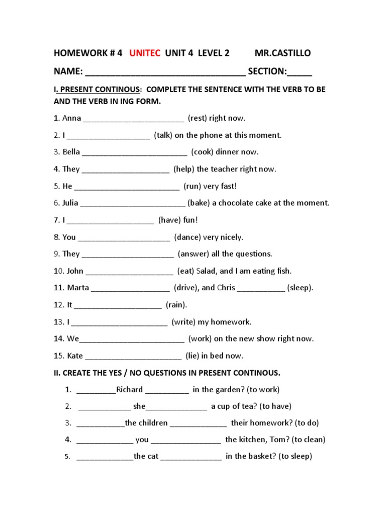 Homework #4 Level 2 Unit 4 | PDF | Language Arts & Discipline
