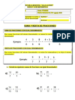 MATEMÁTICAS Suma y Resta de Fracciones