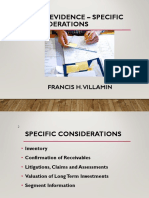 Audit Evidence - Specific Considerations: Francis H. Villamin
