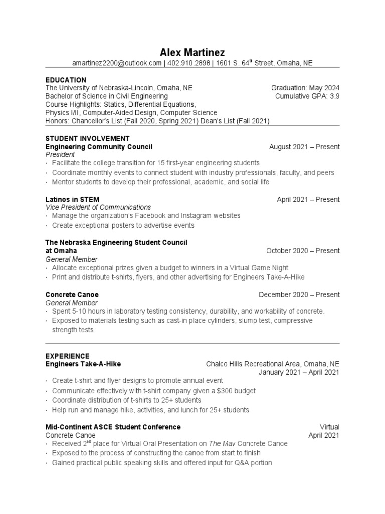Civil Engineering Student Profile | PDF | Art