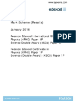 January 2016 MS - Paper 1P Edexcel Physics IGCSE