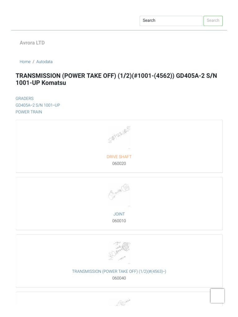 Transmission (Power Take Off) (1 2) (1001 (4562) ) Gd405a2 S N