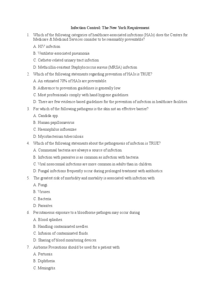 Infection Control The New York Requirement PDF Infection