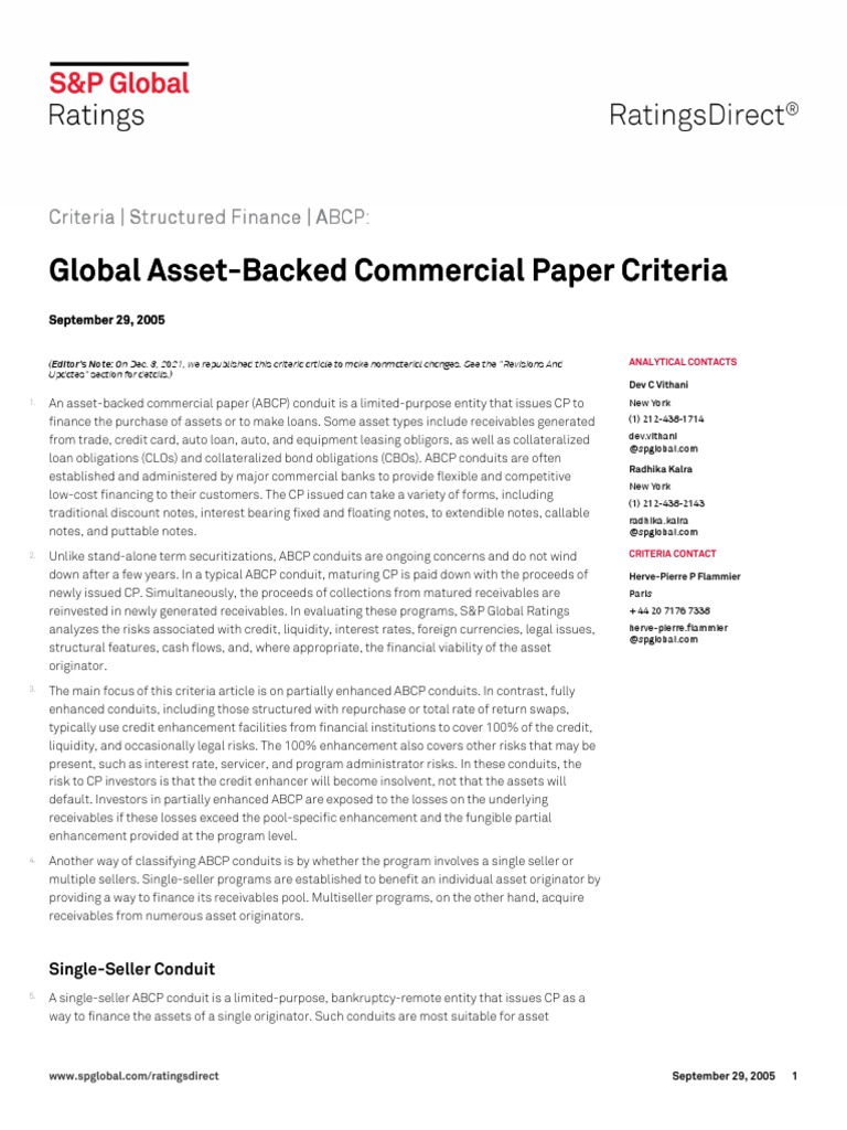Update SF Global AssetBacked Commercial Paper Criteria 09292005 12062021 en PDF