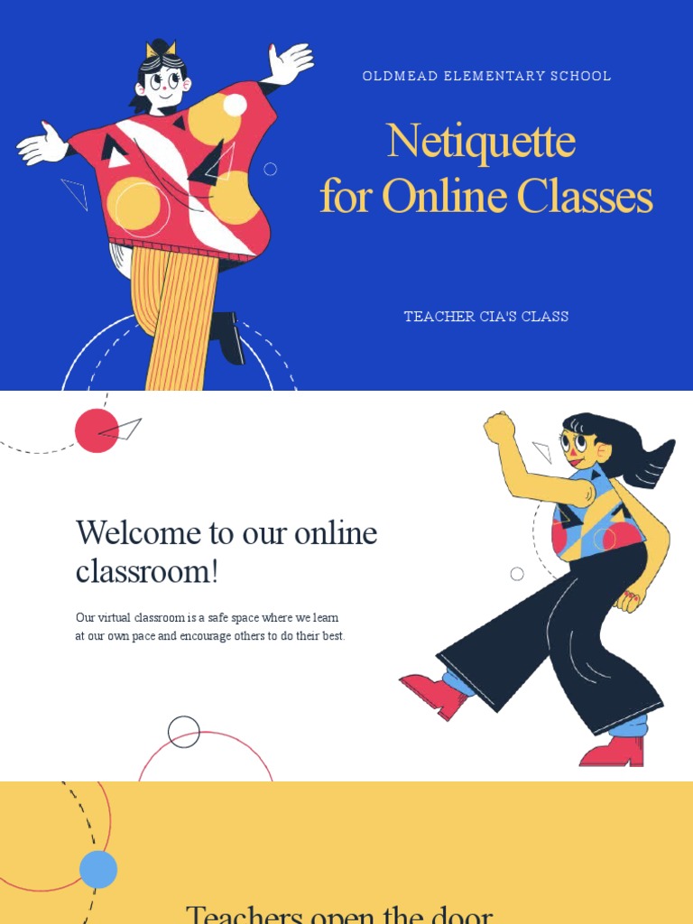 Blue Red and Yellow Illustrative Classroom Rules and Online Etiquette ...