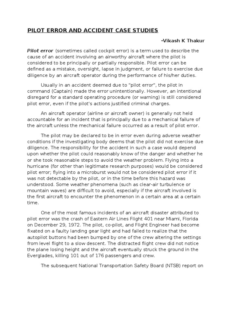 Pilot Error | PDF | Aviation | Cognitive Science
