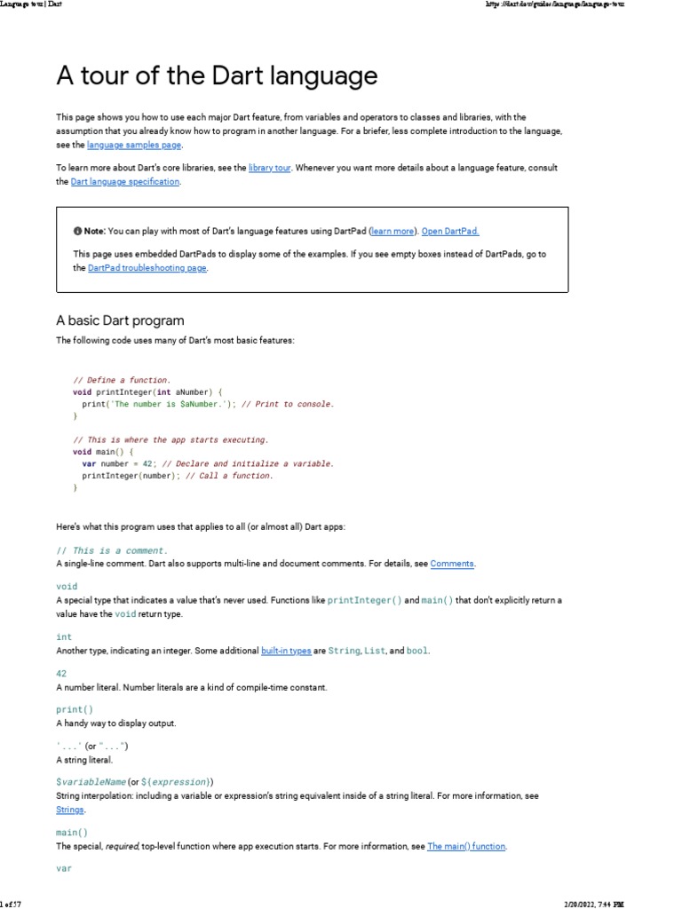Dart language tour guide for beginners | PDF | Parameter (Computer ...