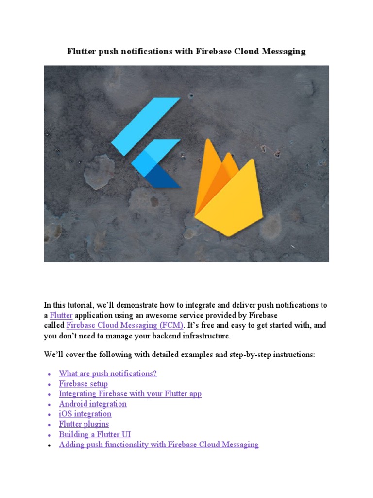 Flutter Push Notifications With Firebase Cloud Messaging 08-01-2022 | PDF |  Ios | Computing