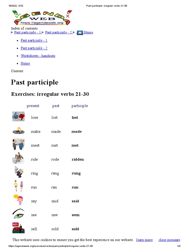 Past Participle - Irregular Verbs 21-30 | PDF