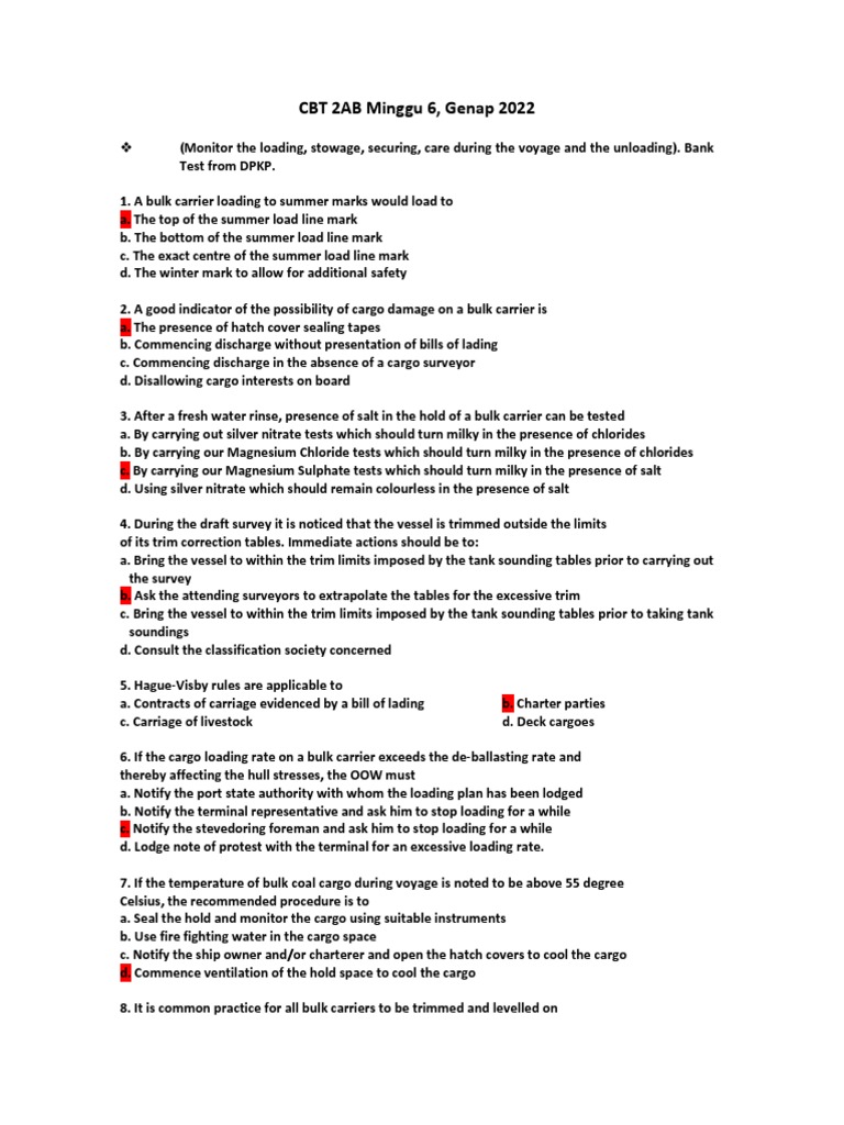 CBT Plus 2AB Minggu 6 Genap 2022 | PDF | Ships | Crane (Machine)