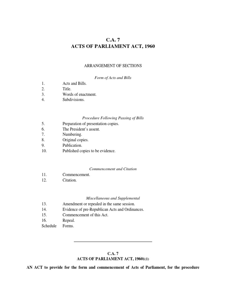Acts of Parliament Act, 1960 PDF