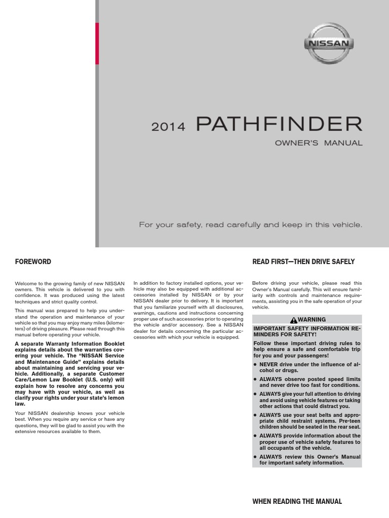 1995 NISSAN PATHFINDER OWNERS MANUAL PDF visual data 2