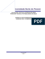 Produção Textual Interdisciplinar Parecer Técnico Potabilidade Da Agua Karina Alves Rodrigues Vanessa Kely Nóbrega