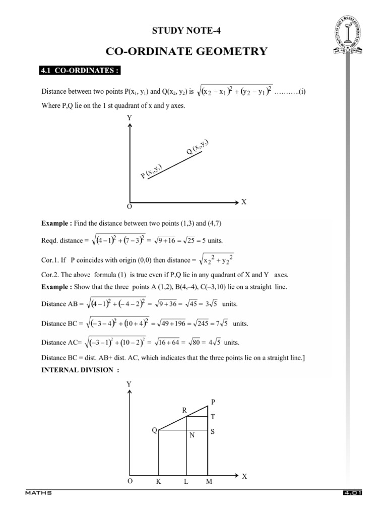 Co Ordinate Geometry Line Geometry Triangle