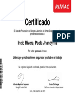 Constancia - Liderazgo y Motivación en Seguridad y Salud en El Trabajo - Incio Rivera