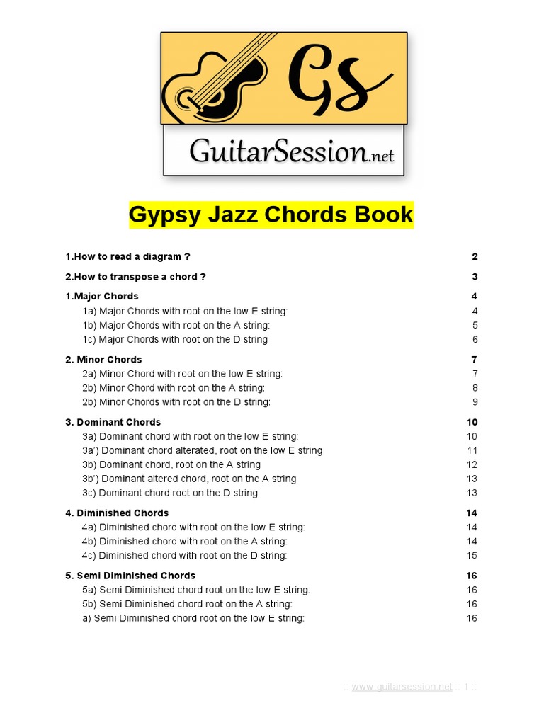 Gypsy Jazz Chords Book 1.how To Read A Diagram ? 2 2.how To Transpose