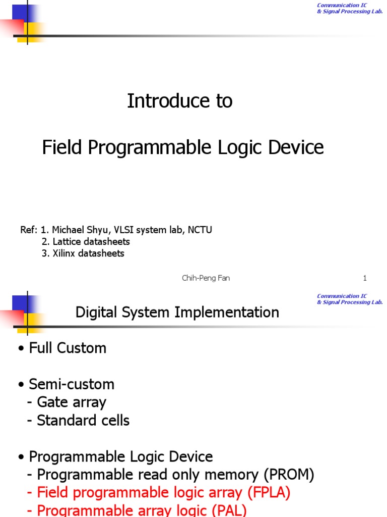 Introduce To Field Programmable Logic Device PDF Field Programmable