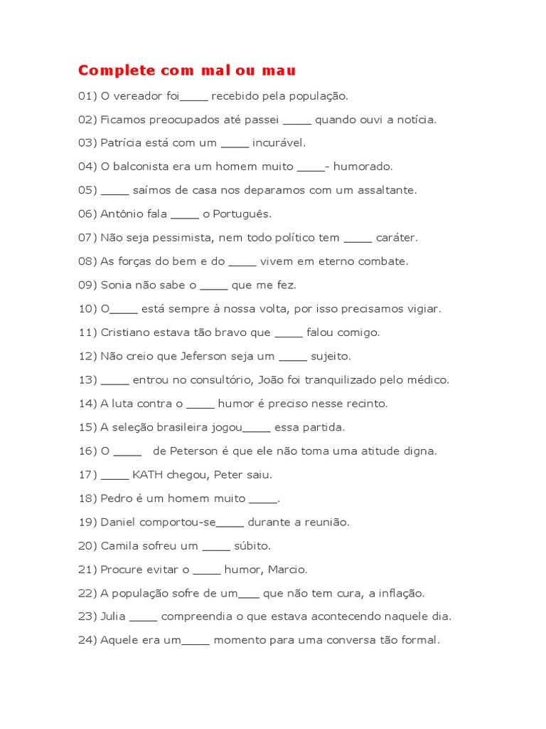 Complete Com Mal Ou Mau | PDF