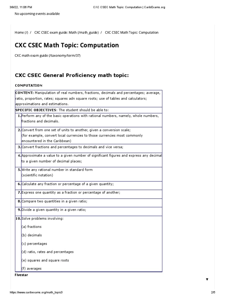 Cxc csec math topic computation pdf