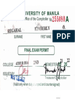 Final Exam Permit - Regahal