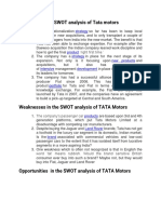 Strengths in The SWOT Analysis of Tata Motors