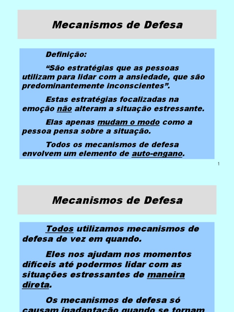 Mecanismos de Defesa | PDF | Mecanismos de defesa | Humano