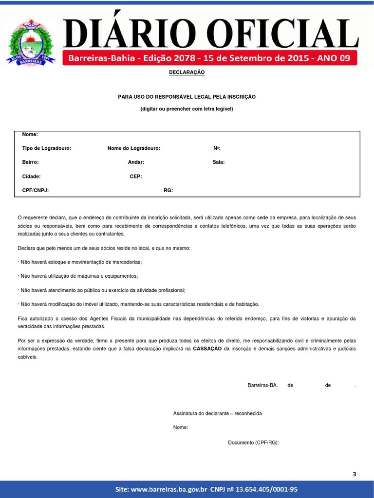 Declaraçao de Domicilio Fiscal | PDF