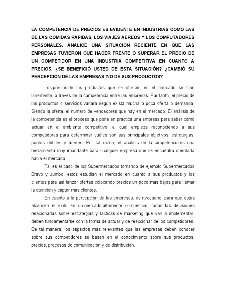 Competencia de Precios | PDF | Marketing | Mercado (economía)