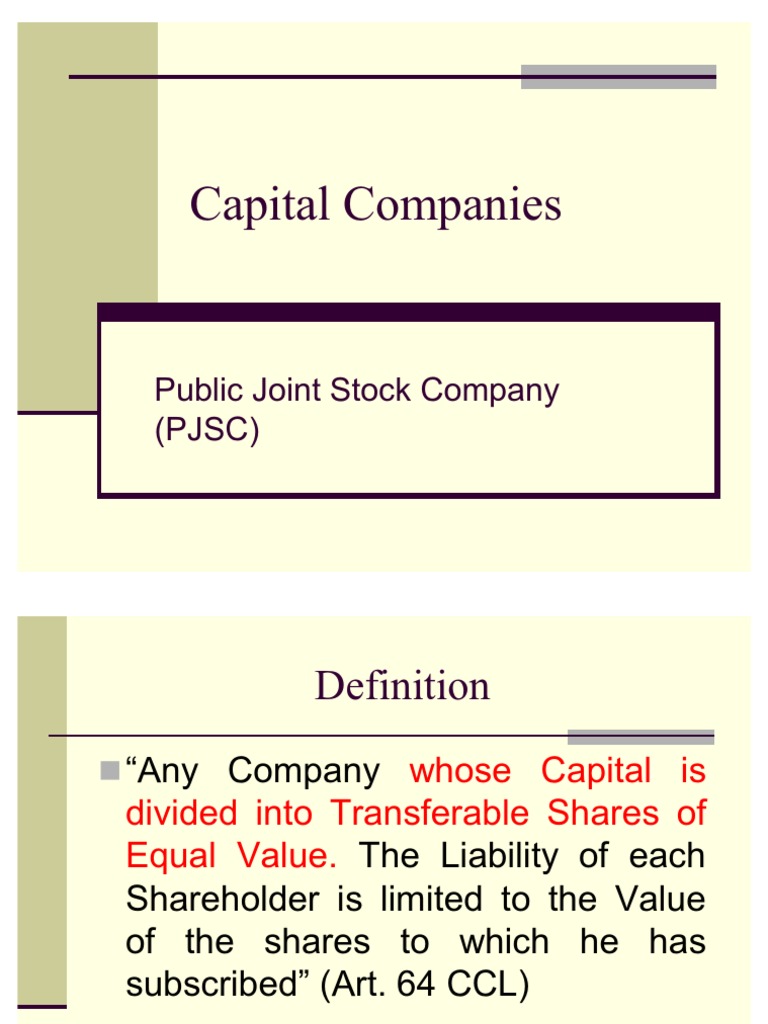 THE FOUNDATION OF A PUBLIC JOINT STOCK COMPANY REQUIREMENTS AND