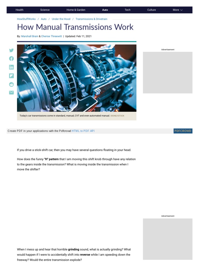 How Manual Transmissions Function | PDF | Transmission (Mechanics ...