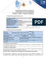 Guía de Actividades y Rúbrica de Evaluación - Tarea 2 - Dinámica y Energía