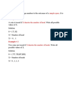 Sample Space X X Denotes The Number of Head: Random Variable