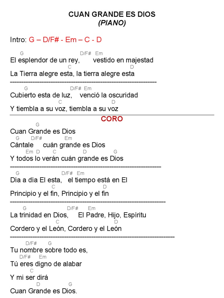 Cuan Grande Es El Letra Y Acordes