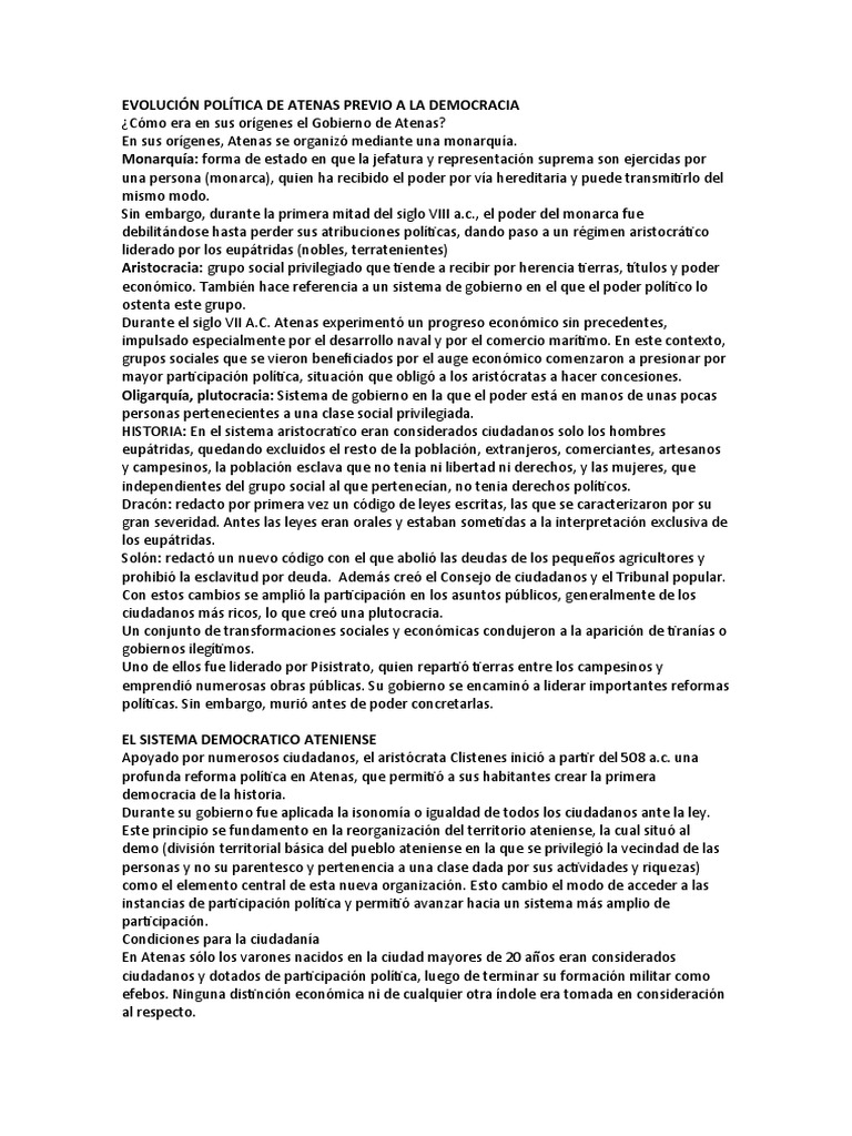 Evolución Política de Atenas | PDF | Antigua Grecia | Democracia