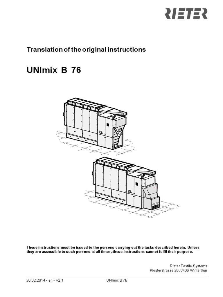 OM - Rieter - UNIMix A76 | PDF | Switch | Safety