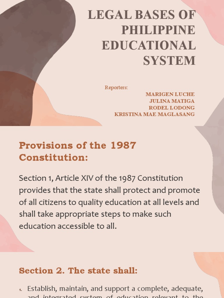 Legal Framework of Philippine Education | PDF