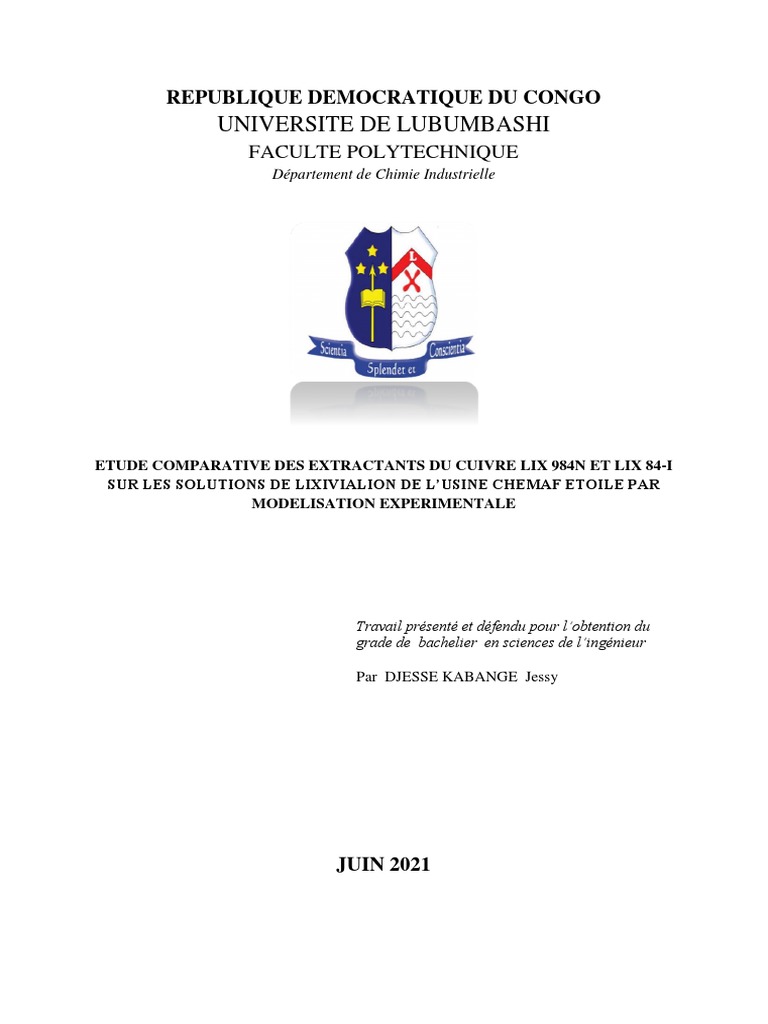 Étude comparative des extractants LIX 984N et LIX 84-I | PDF | Solvant ...