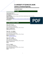 MEE 101 - Engineering Drawing I: Course Particulars