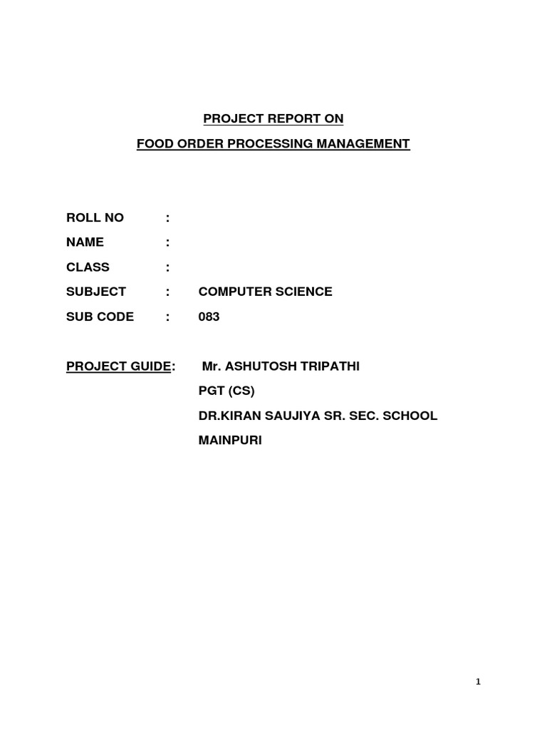Food Order Processing Management Project | PDF | Computer Programming ...